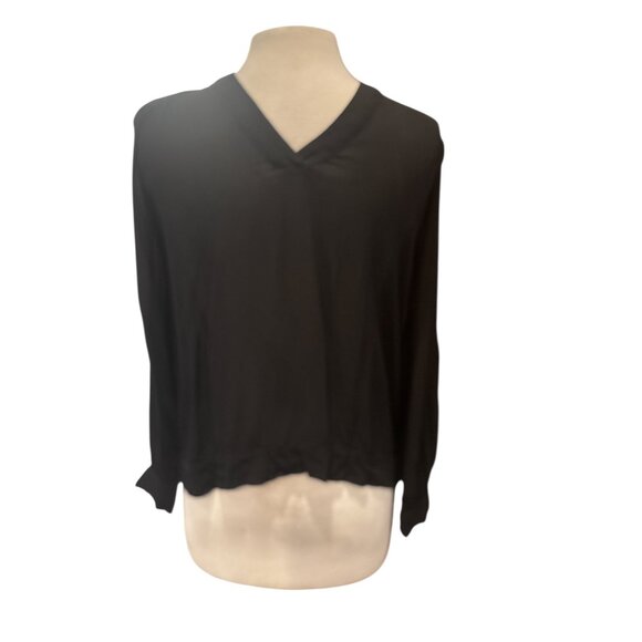 Minimalist Chic Mélissa Nepton Black Tie-Front Button Blouse Women’s P/S - Picture 4 of 9